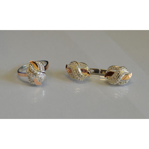 Серебряный гарнитур с золотыми накладками (060)