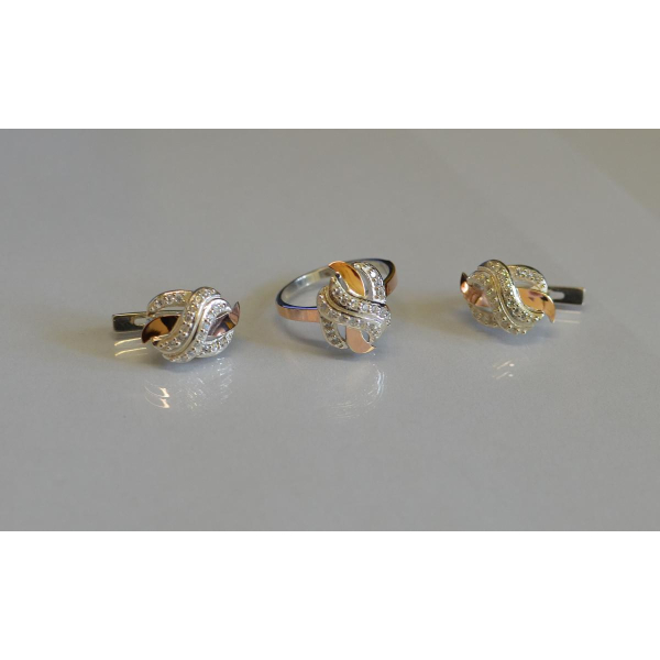 Серебряный гарнитур с золотыми накладками (060)