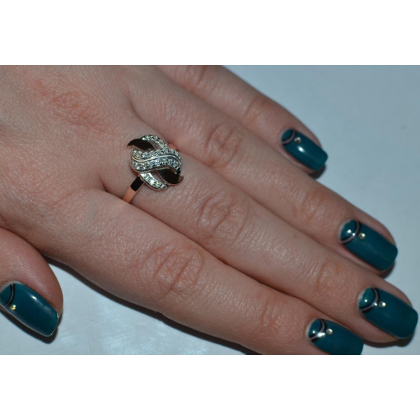 Срібна каблучка  с напайками из золота (060к)