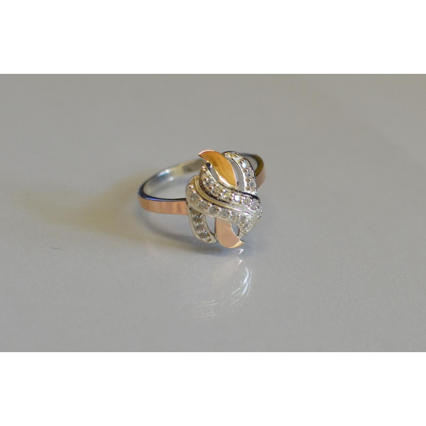 Срібна каблучка  с напайками из золота (060к)