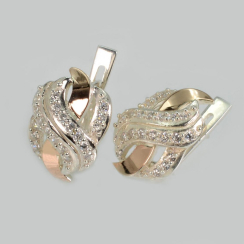 Серебряные сережки со вставками из золота