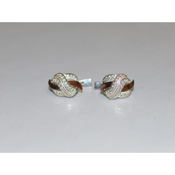 Серебряные сережки со вставками из золота (060с)