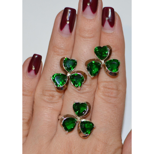 Срібний набір з накладками з золота (061)