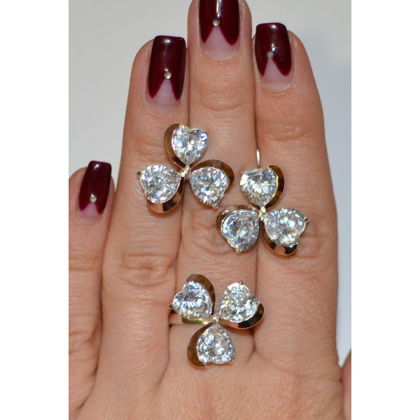 Срібний набір з накладками з золота (061)