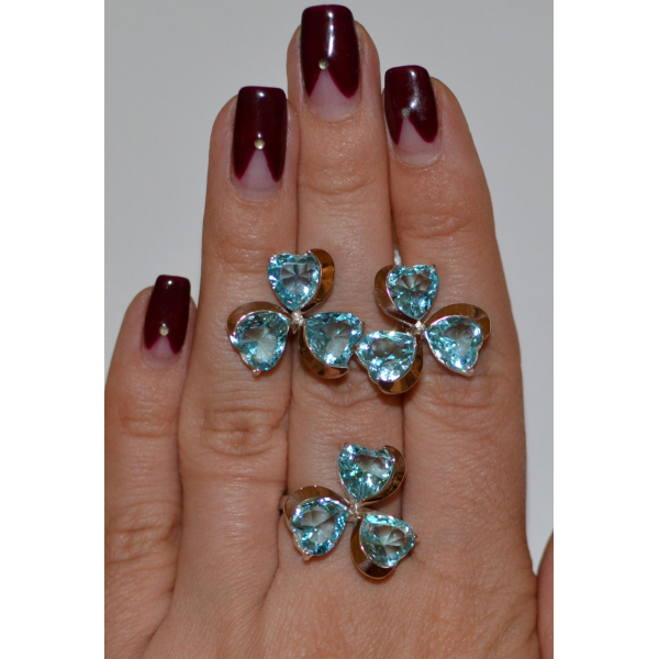 Срібний набір з накладками з золота (061)