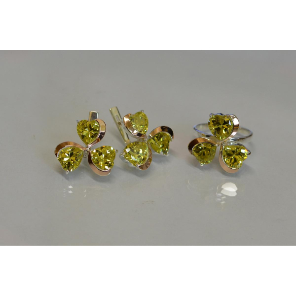 Срібний набір з накладками з золота (061)