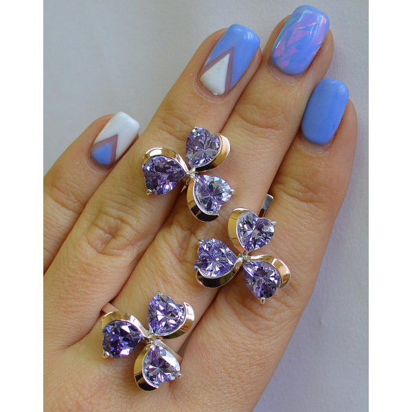 Срібний набір з накладками з золота (061)