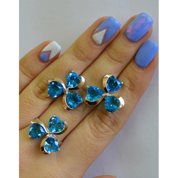 Срібний набір з накладками з золота (061)