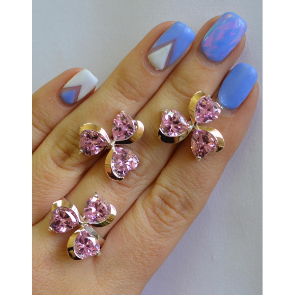 Срібний набір з накладками з золота (061)