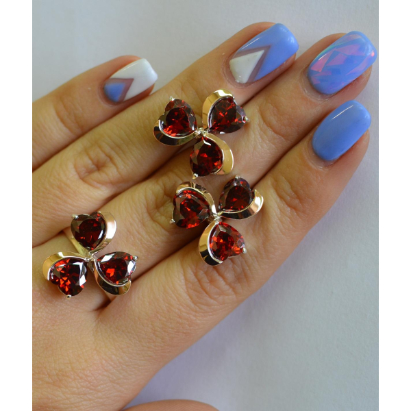 Срібний набір з накладками з золота (061)