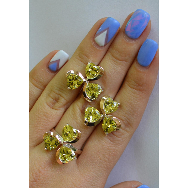 Срібний набір з накладками з золота (061)