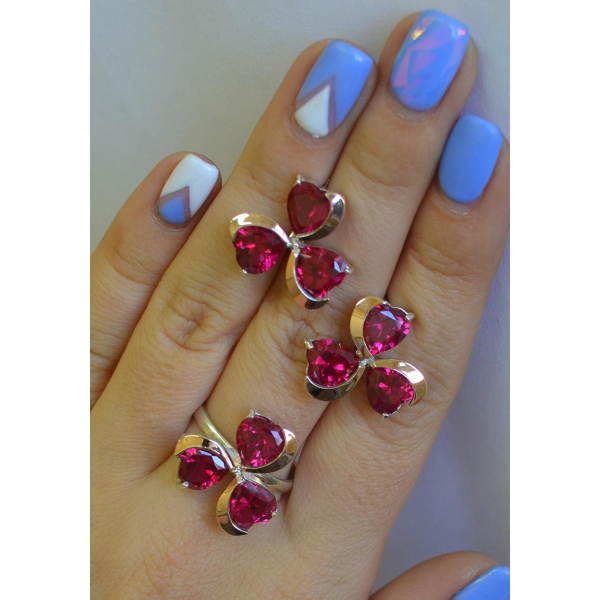 Срібний набір з накладками з золота (061)