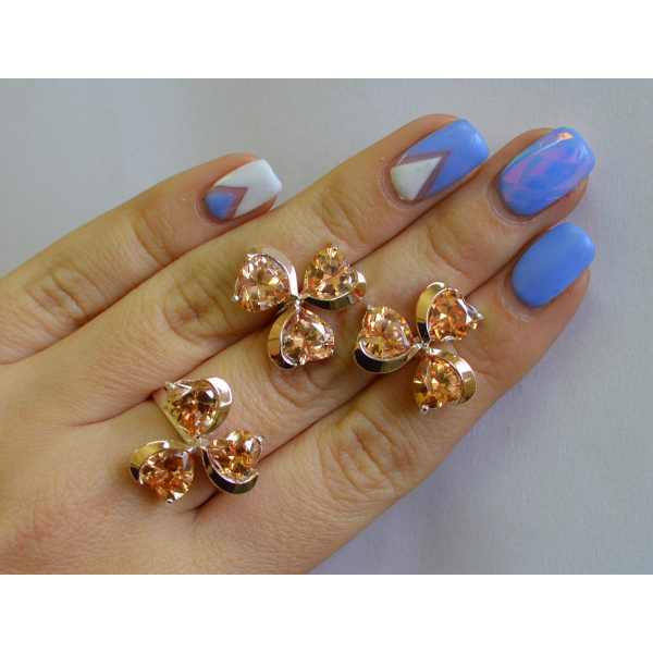 Срібний набір з накладками з золота (061)