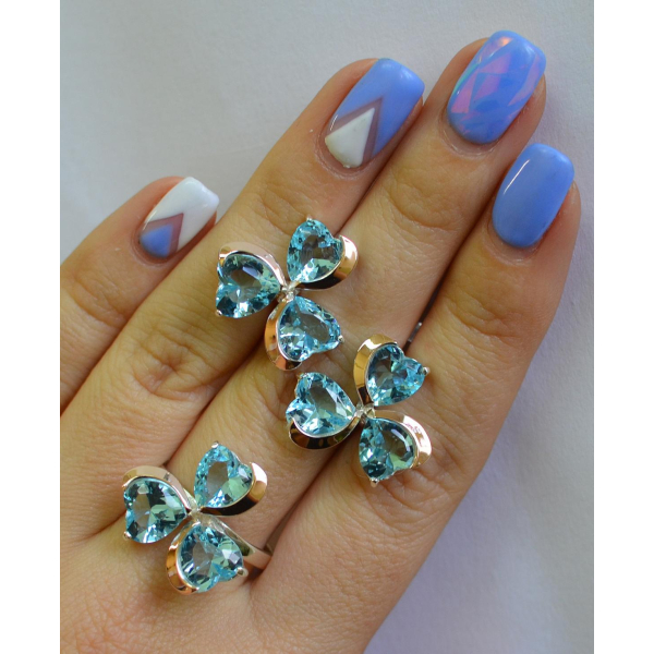 Срібний набір з накладками з золота (061)