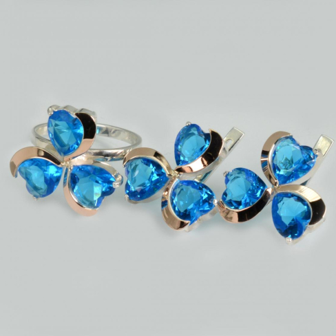 Серебряный набор с  накладками из золота