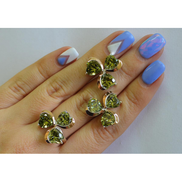 Срібний набір з накладками з золота (061)