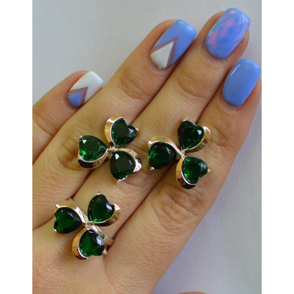 Срібний набір з накладками з золота (061)