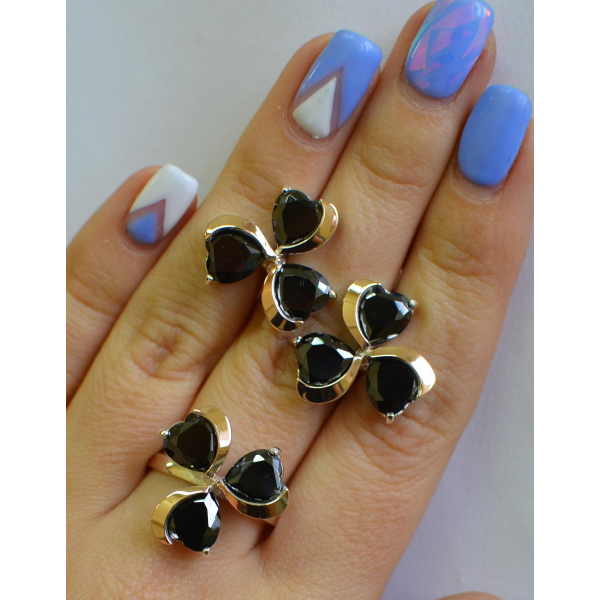 Срібний набір з накладками з золота (061)