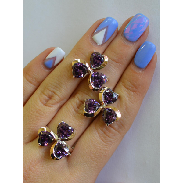 Срібний набір з накладками з золота (061)