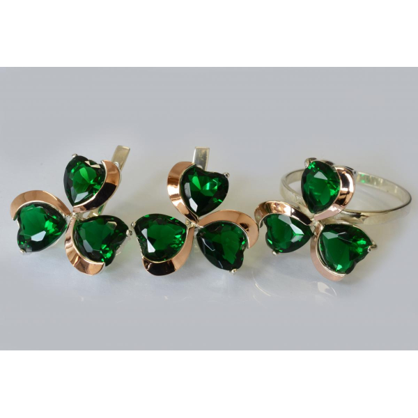 Срібний набір з накладками з золота (061)