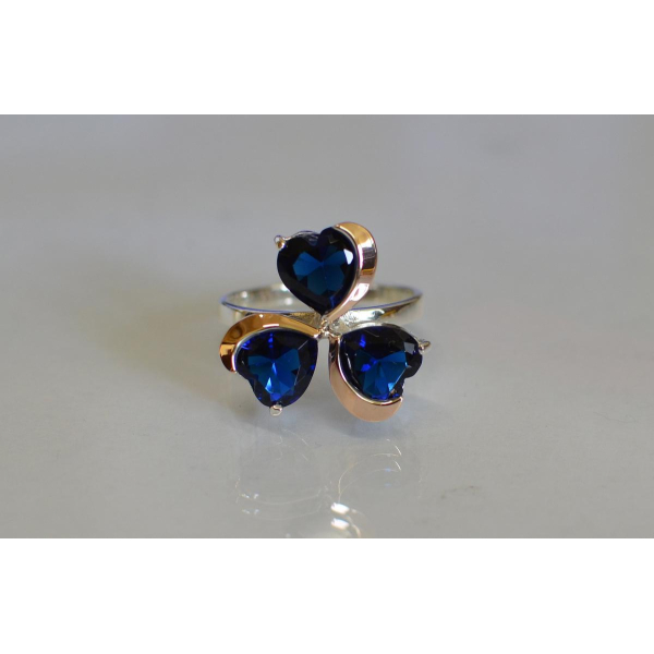 Серебряное кольцо  с пластинами из золота (061к)