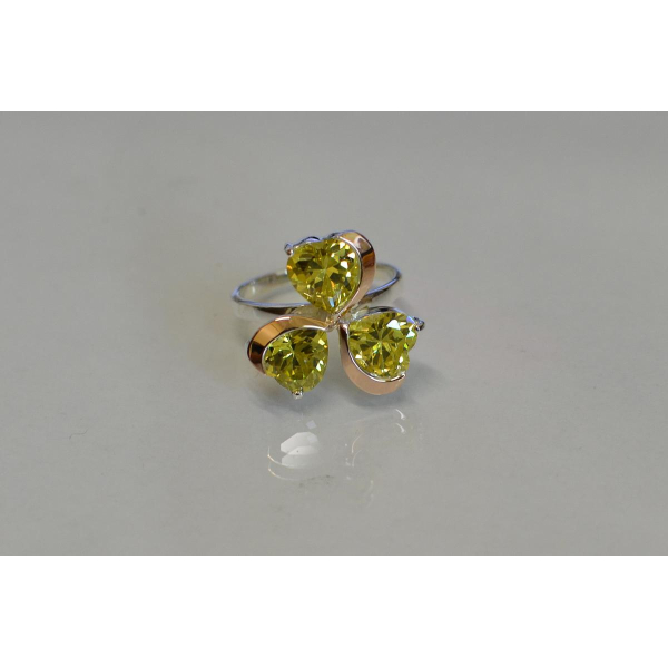 Серебряное кольцо  с пластинами из золота (061к)