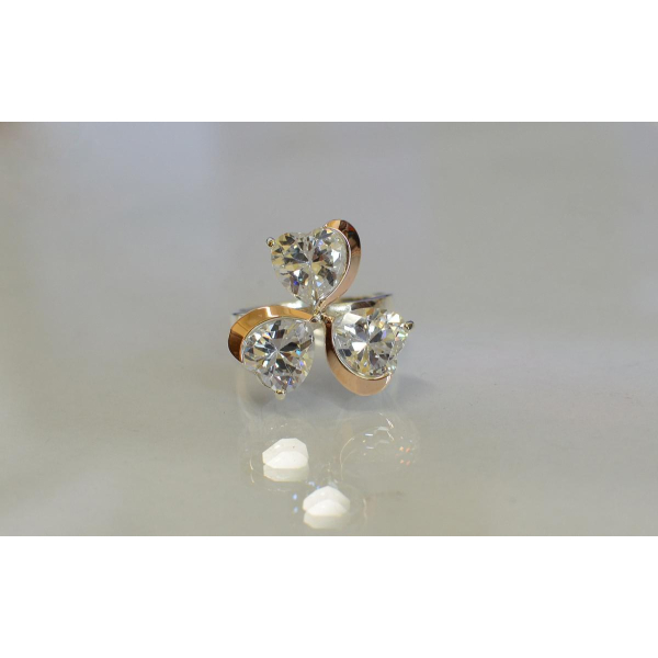 Серебряное кольцо  с пластинами из золота (061к)