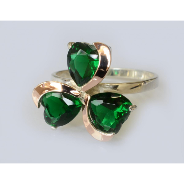 Серебряное кольцо  с пластинами из золота (061к)