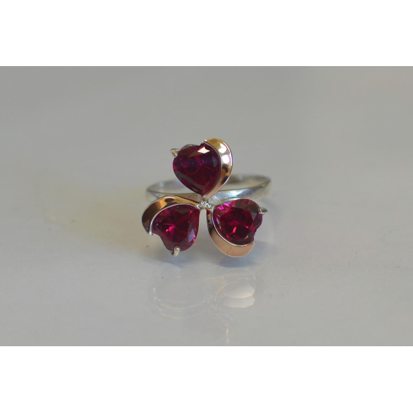 Серебряное кольцо  с пластинами из золота (061к)