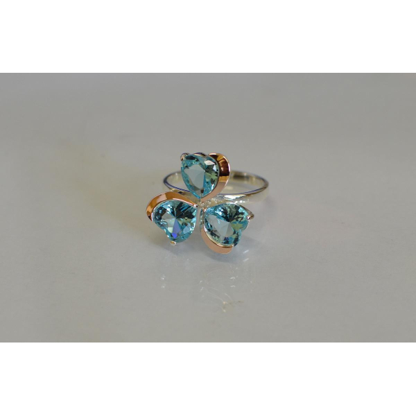 Серебряное кольцо  с пластинами из золота (061к)