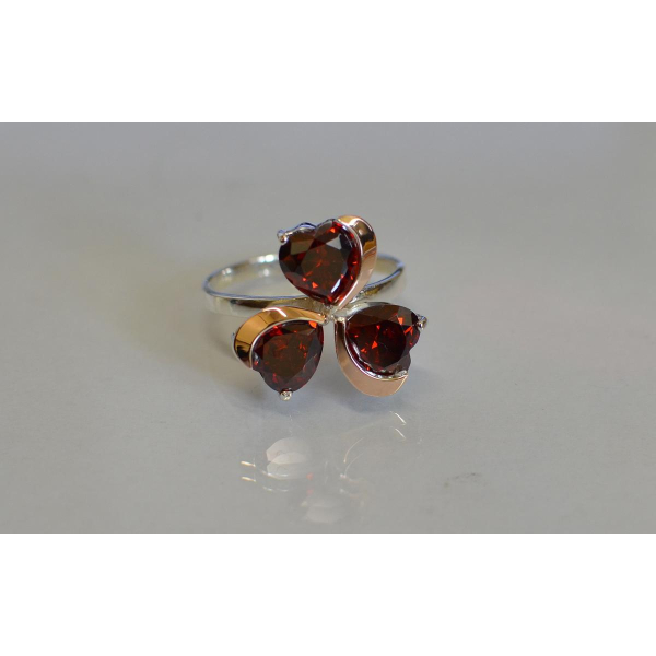 Серебряное кольцо  с пластинами из золота (061к)