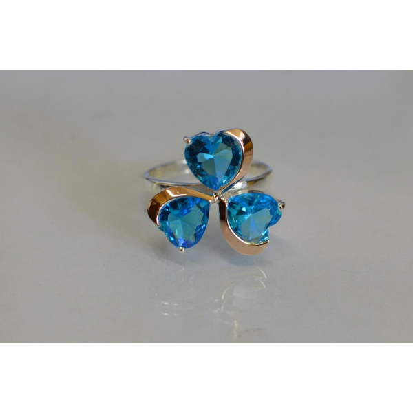 Серебряное кольцо  с пластинами из золота (061к)