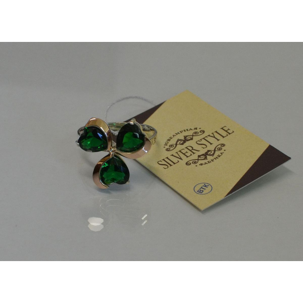 Серебряное кольцо  с пластинами из золота (061к)