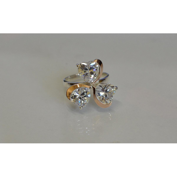 Серебряное кольцо  с пластинами из золота (061к)