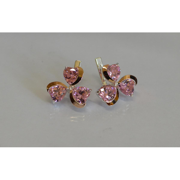 Серебряные серьги с золотыми напайками (061с)