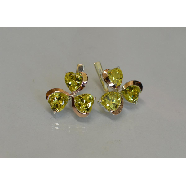 Серебряные серьги с золотыми напайками (061с)