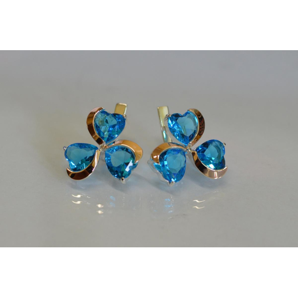 Серебряные серьги с золотыми напайками (061с)