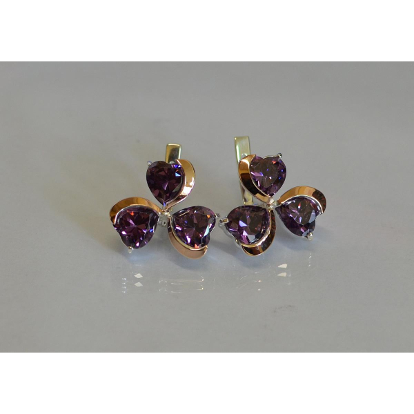 Серебряные серьги с золотыми напайками (061с)