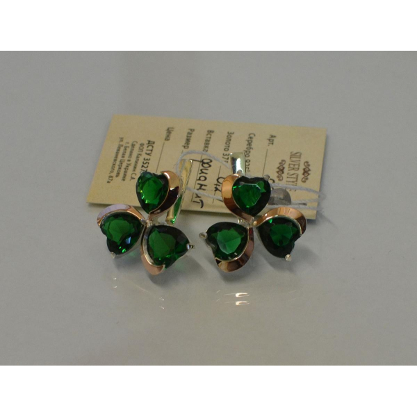 Серебряные серьги с золотыми напайками (061с)