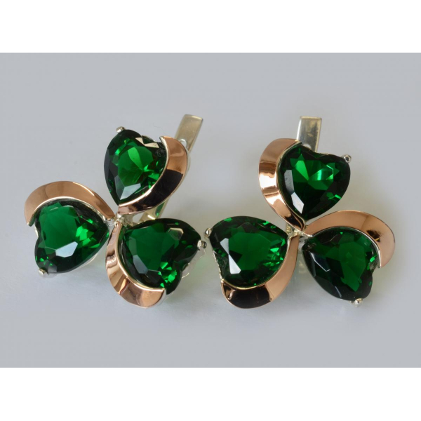 Серебряные серьги с золотыми напайками (061с)