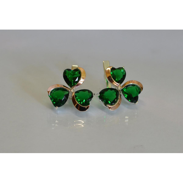 Серебряные серьги с золотыми напайками (061с)