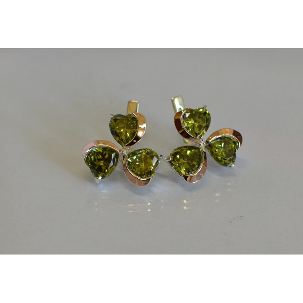 Серебряные серьги с золотыми напайками (061с)