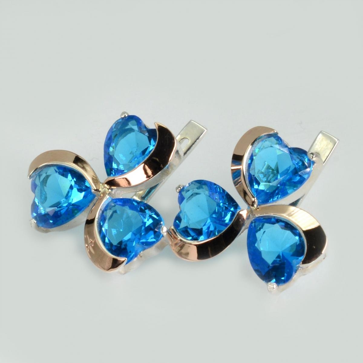 Серебряные серьги с золотыми напайками (061с)