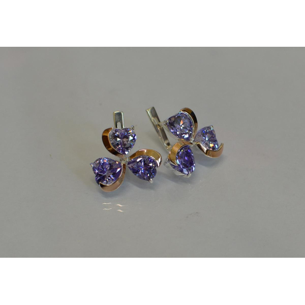 Серебряные серьги с золотыми напайками (061с)