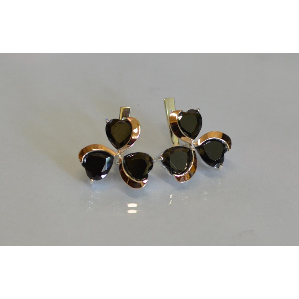 Серебряные серьги с золотыми напайками (061с)