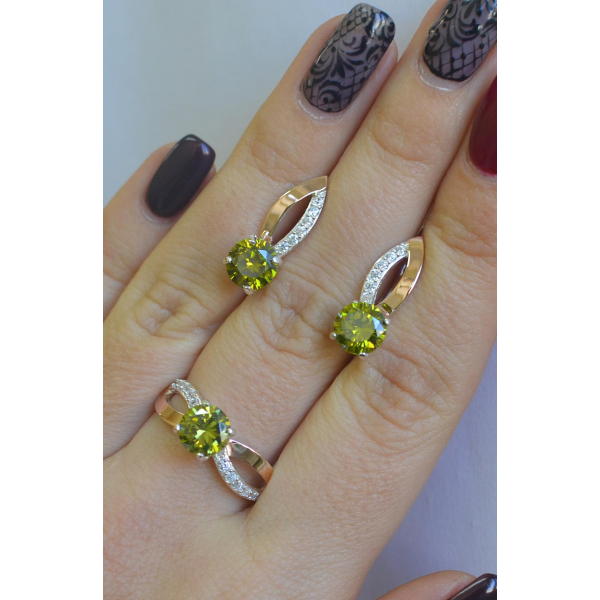 Серебряный комплект со вставками золота (062)