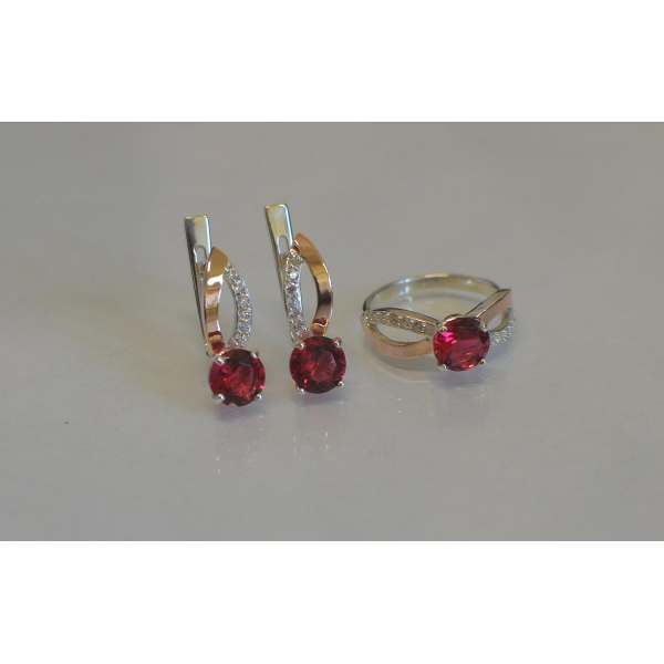 Серебряный комплект со вставками золота (062)