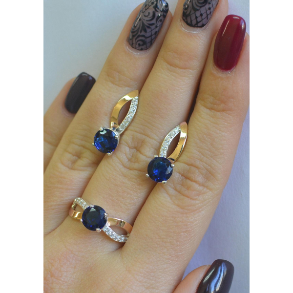 Серебряный комплект со вставками золота (062)