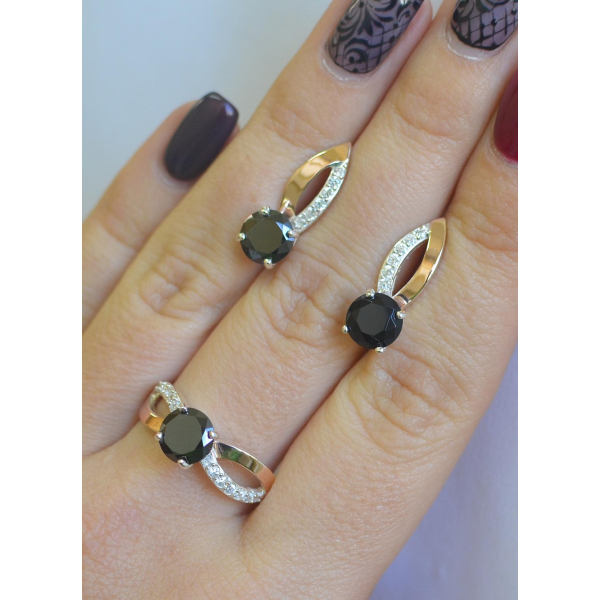 Серебряный комплект со вставками золота (062)