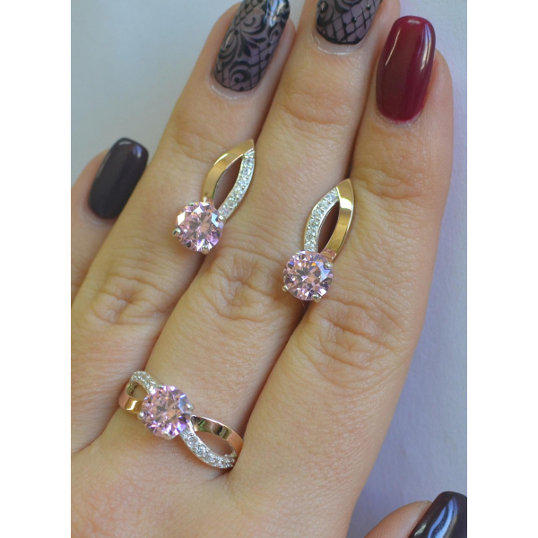 Серебряный комплект со вставками золота (062)